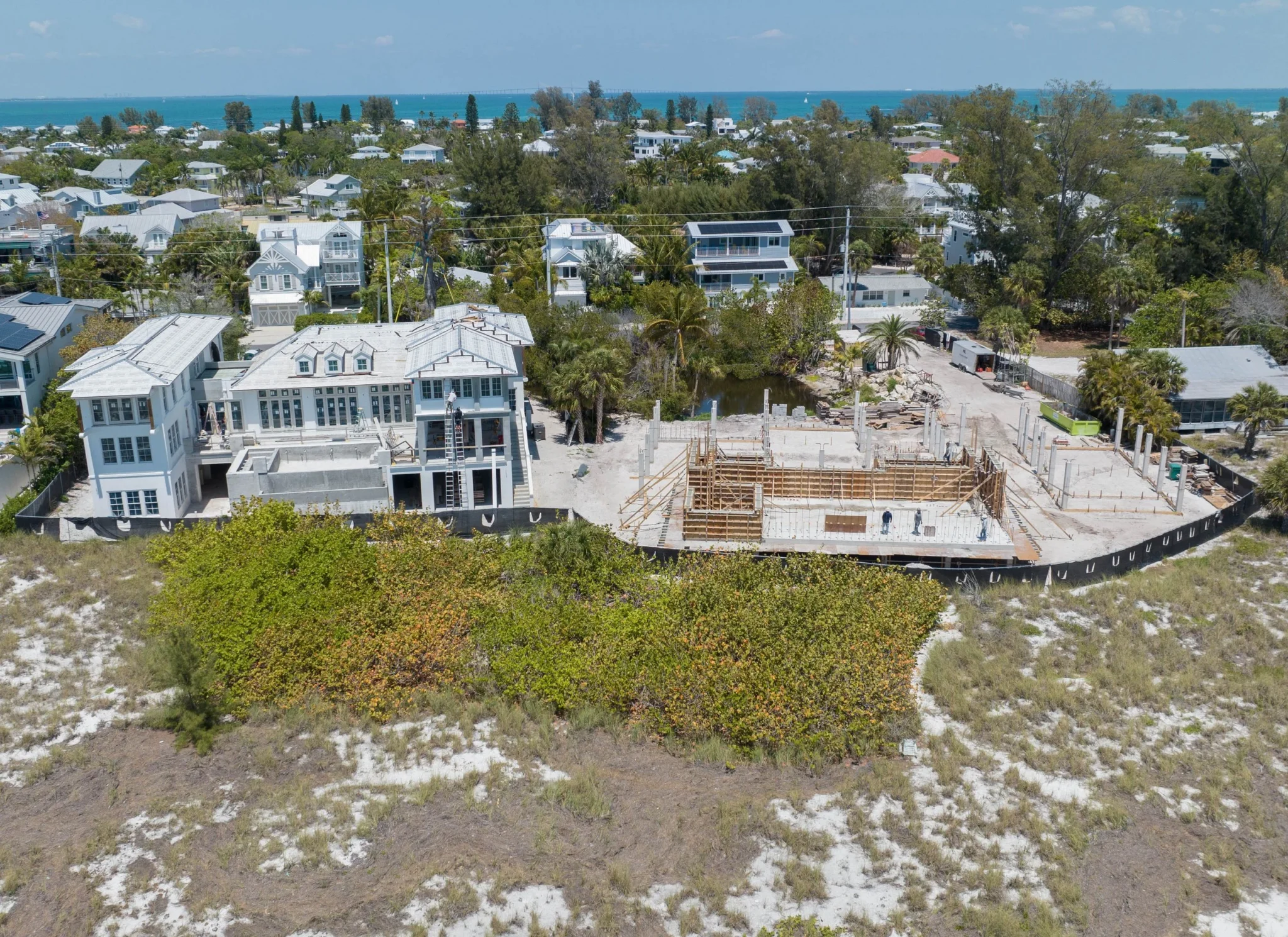 Aerial progress photo of the Anna Maria Beachfront residence