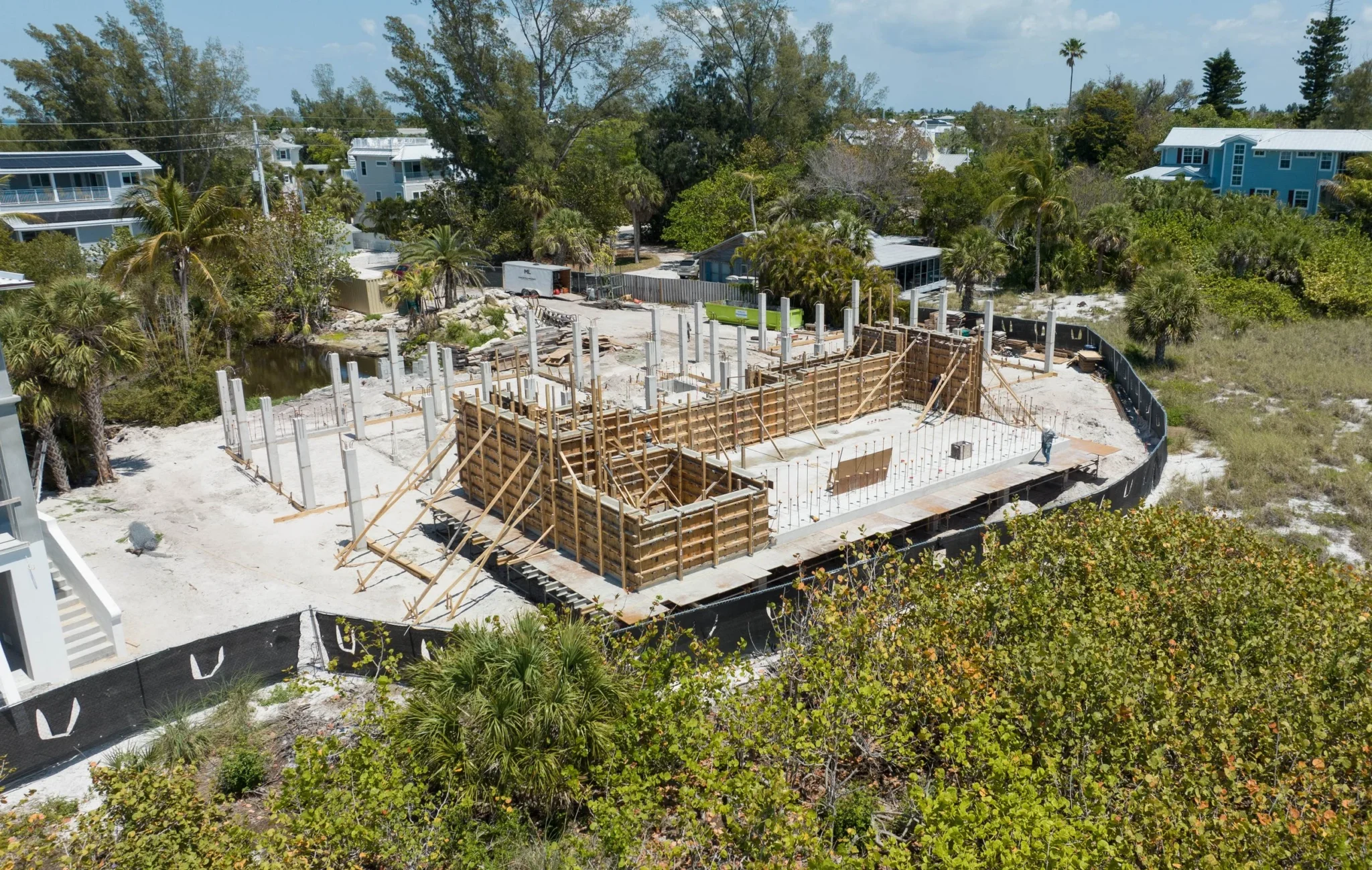 Aerial progress photo of the Anna Maria Beachfront residence