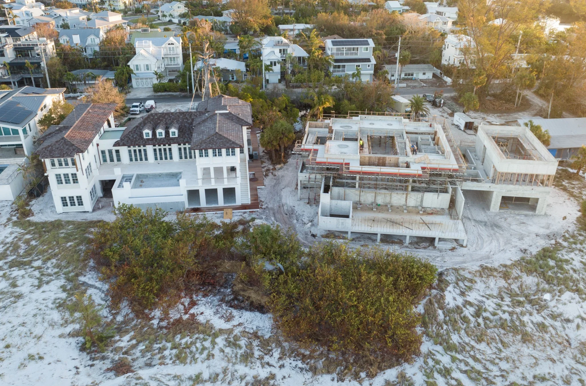 Aerial progress photo of the Anna Maria Beachfront residence