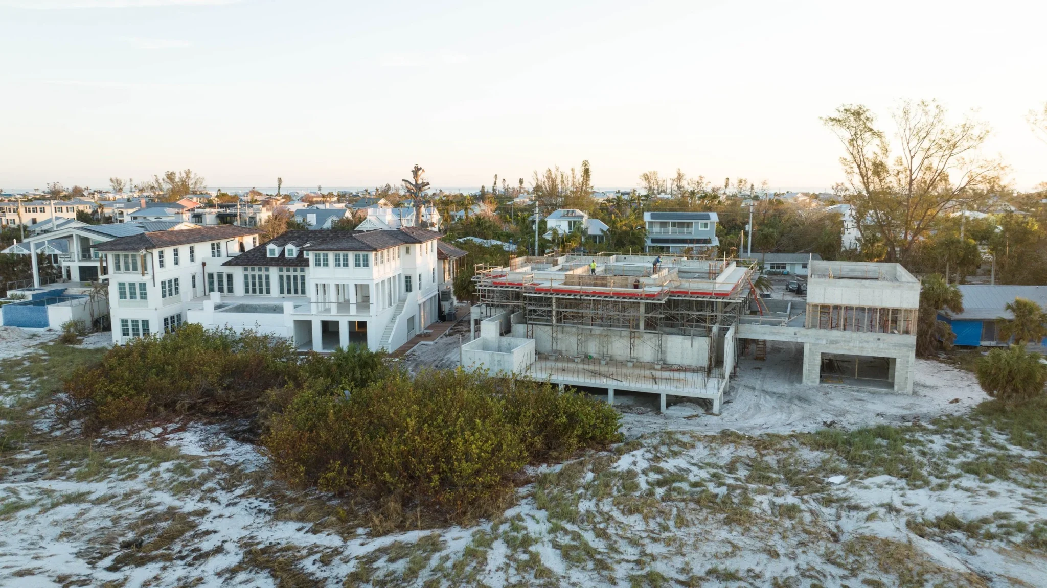 Aerial progress photo of the Anna Maria Beachfront residence