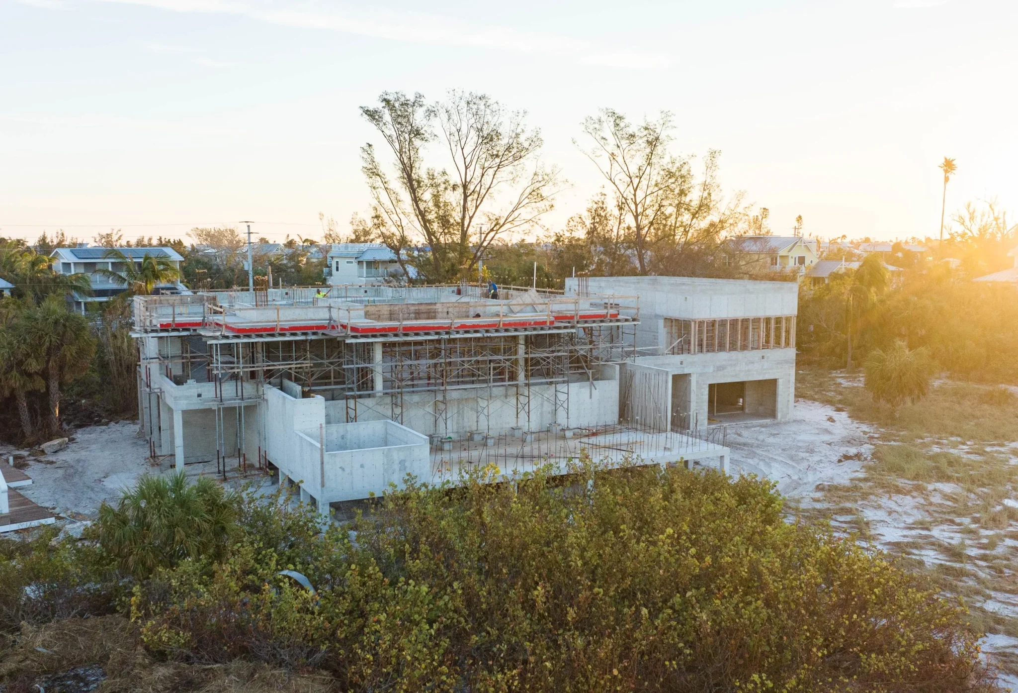 Aerial progress photo of the Anna Maria Beachfront residence
