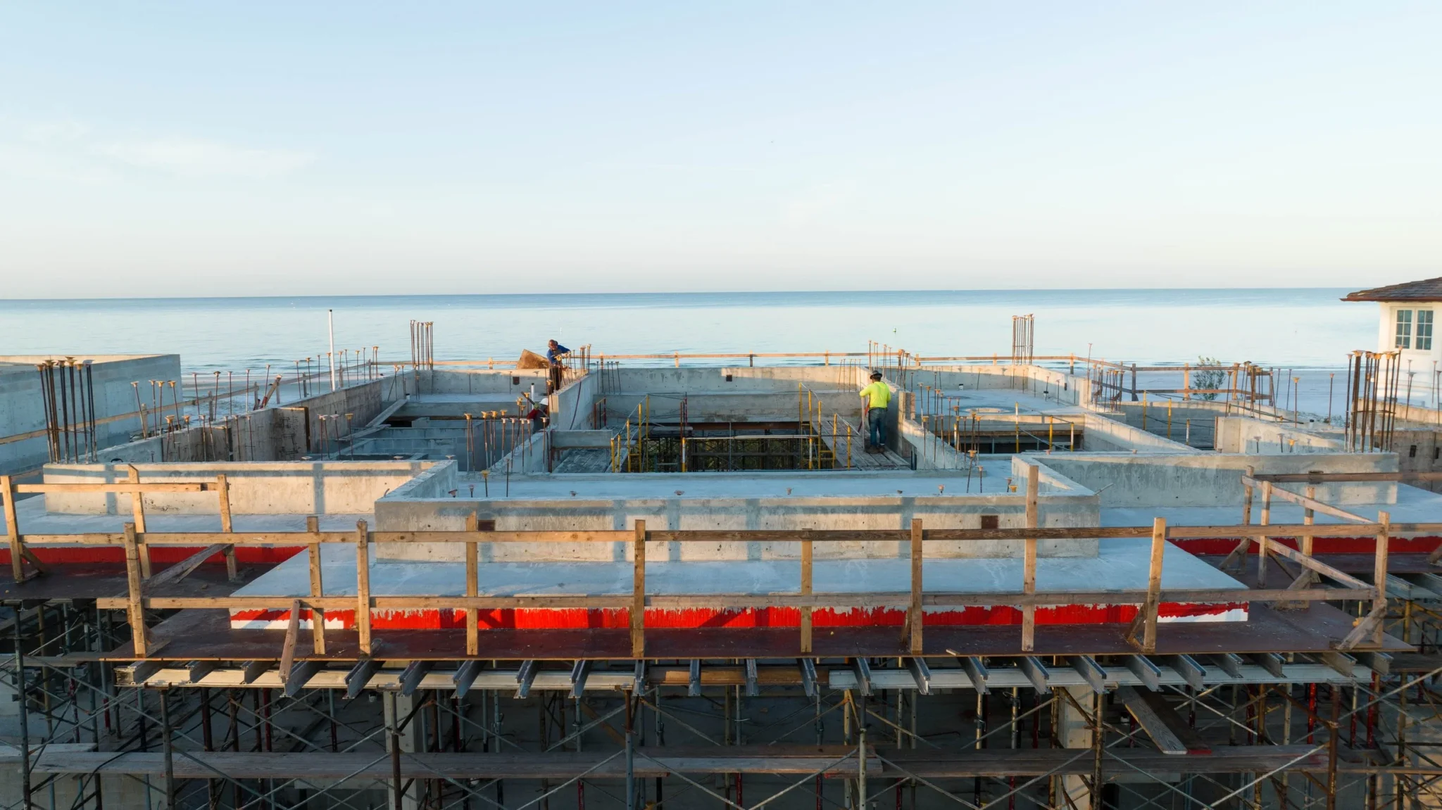Aerial progress photo of the Anna Maria Beachfront residence