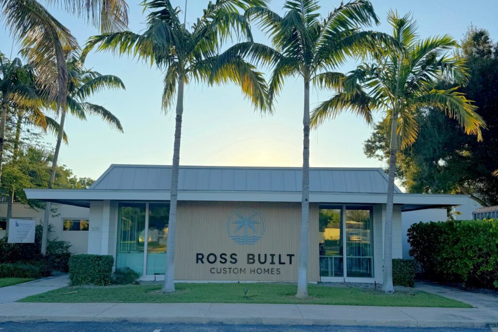 The Ross Built Custom Homes office on 67th Street today, with the current logo on the front wall